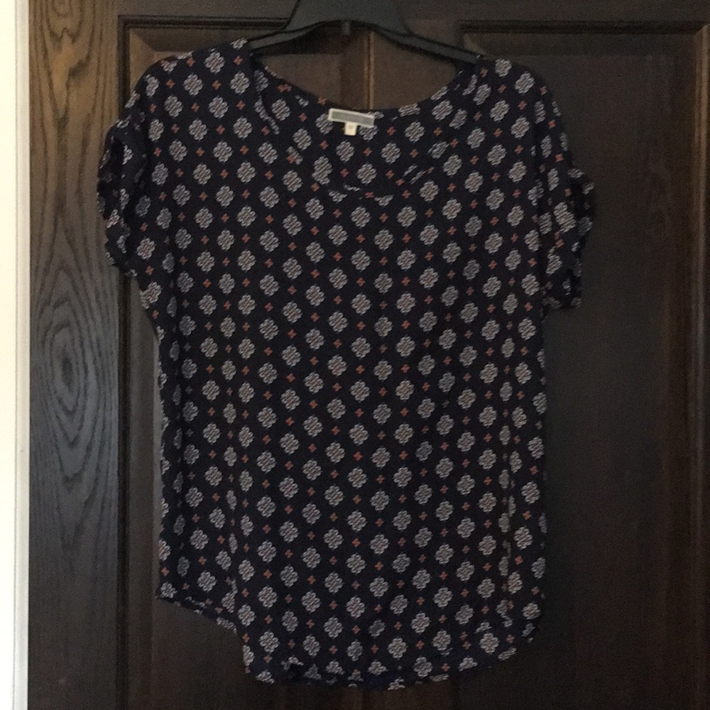 Navy blouse with cute print
